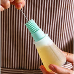 Barbecue Oil Brush Oil Dispenser with Brush High Temperature Resistant Silicone Seasoning Bottle Brush Kitchen Baking Gadgets  Barbecue Oil Brush Portable Oil Brush Temperature Resistant Silicone Oil Brush Stevvex