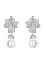 Baroque Pearl Flower Drop Earrings | Wedding Sterling Silver - Femstylo