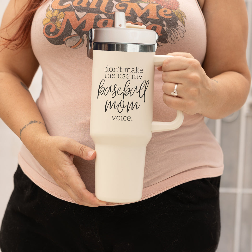 Baseball Mom Tumbler - Don't Make Me Use My Baseball Mom Voice 20oz BandsCo Straps