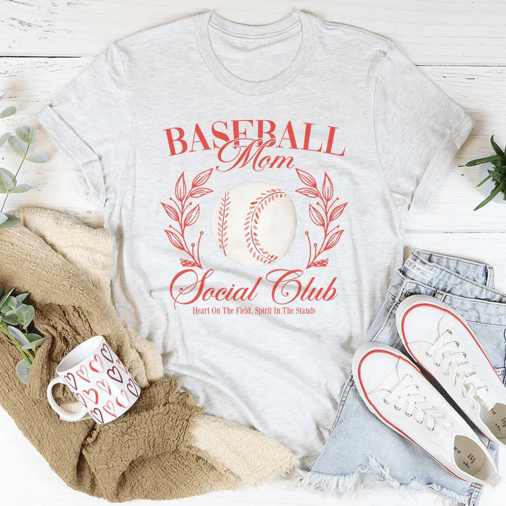 Baseball Mom Social Club Tee Peachy Sunday