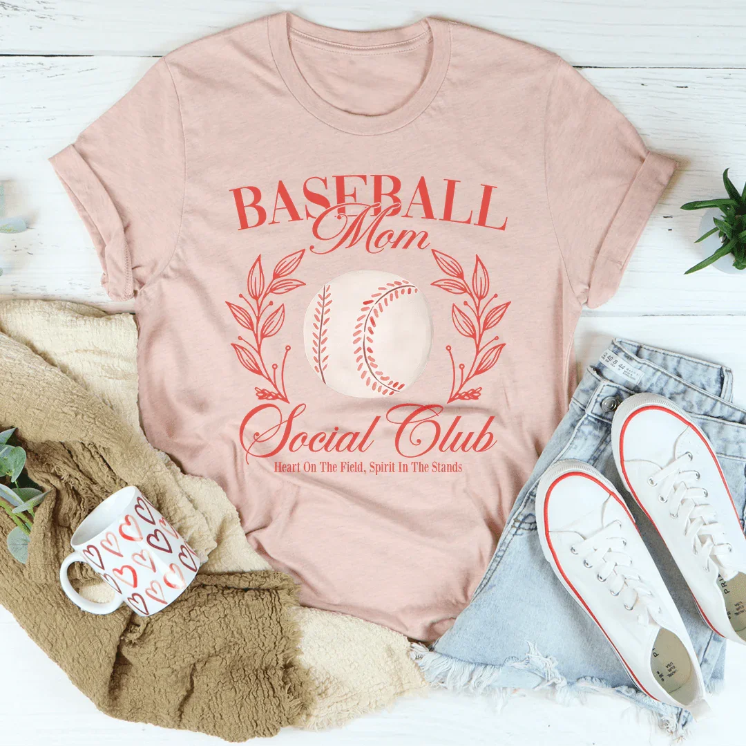 Baseball Mom Social Club Tee Peachy Sunday