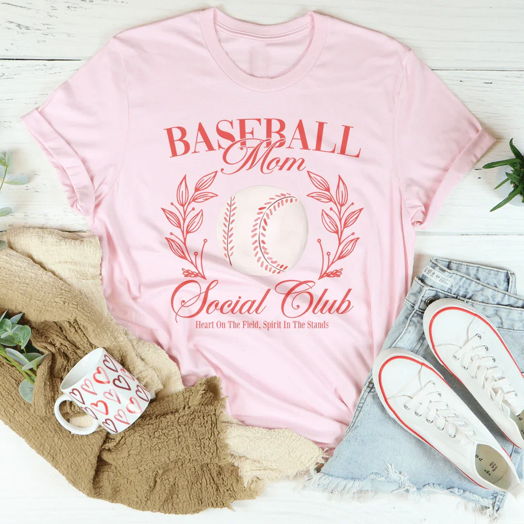 Baseball Mom Social Club Tee Peachy Sunday