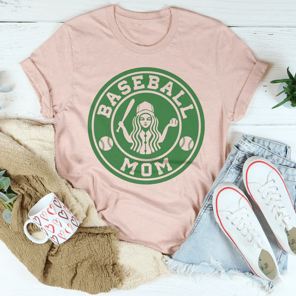 Baseball Mom Tee Peachy Sunday