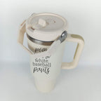 Mom Baseball Tumbler - Funny 'No White Baseball Pants' Insulated Sports Cup BandsCo Straps