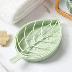 Bathroom Accessories Dish Plate Case Home Shower Leaf Shape Holder Container Soap Box Plastic Soap Box Dispenser Soap Rack Soap Dishes Leaf-Shaped Shower Soap Bar Holder With Draining Tray Fashionable Soap Dishes For Shower Kitchen Stevvex