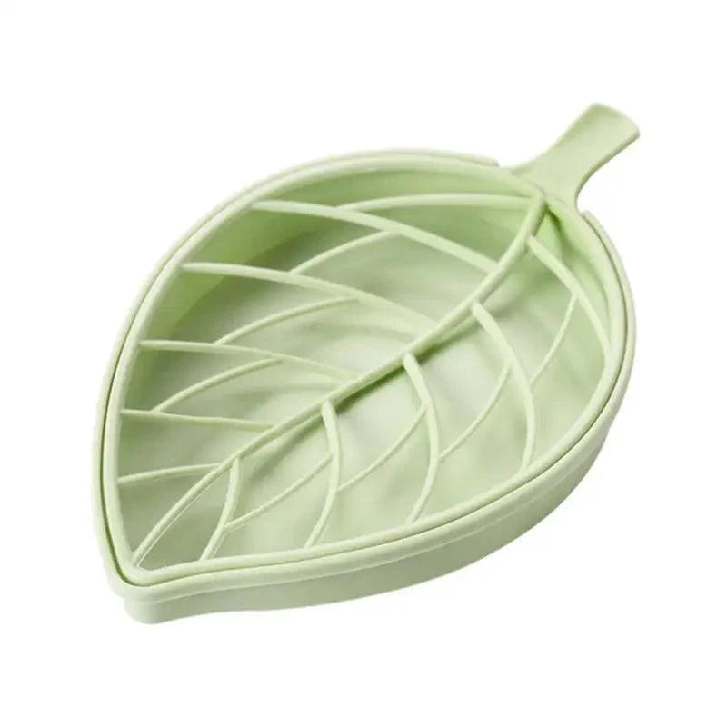 Bathroom Accessories Dish Plate Case Home Shower Leaf Shape Holder Container Soap Box Plastic Soap Box Dispenser Soap Rack Soap Dishes Leaf-Shaped Shower Soap Bar Holder With Draining Tray Fashionable Soap Dishes For Shower Kitchen Stevvex
