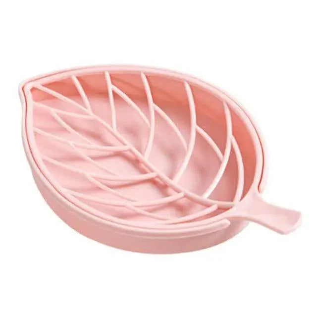 Bathroom Accessories Dish Plate Case Home Shower Leaf Shape Holder Container Soap Box Plastic Soap Box Dispenser Soap Rack Soap Dishes Leaf-Shaped Shower Soap Bar Holder With Draining Tray Fashionable Soap Dishes For Shower Kitchen Stevvex