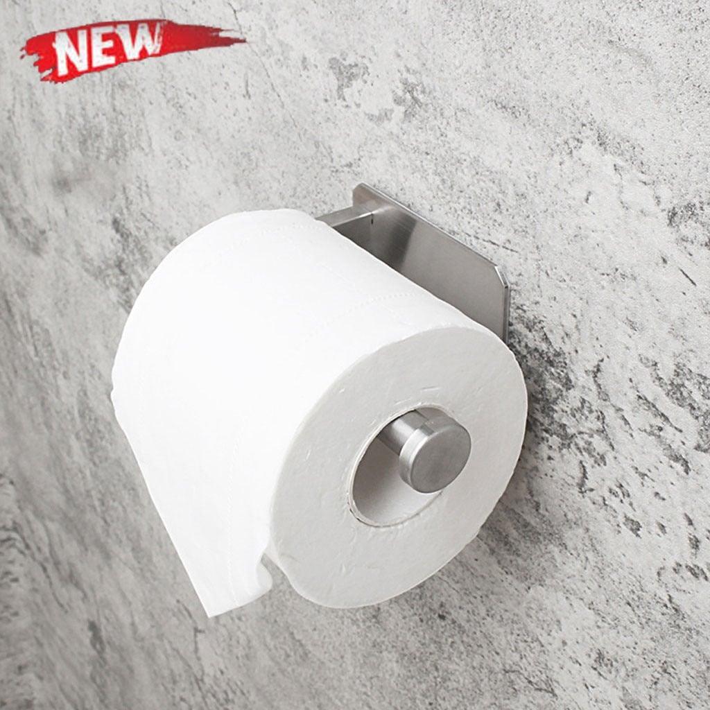 Bathroom Roll Paper Accessories Wall-Mounted Toilet Paper Holder Stainless Steel Kitchen Paper Towel Household Accessories Toilet Paper Holder Self Adhesive Bathroom Paper Towel Roll Holder Wall Moun Stevvex