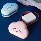 Bathroom Soap Dish Box Cute Cartoon Clouds Soap Holder Home Shower Travel Container Soap Tray Drainer Box Bathroom Accessories Soap Dish with Drain Soap Holder Soap Saver Easy Cleaning Dry Stop  Soap Stevvex