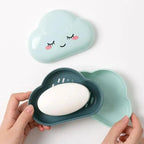 Bathroom Soap Dish Box Cute Cartoon Clouds Soap Holder Home Shower Travel Container Soap Tray Drainer Box Bathroom Accessories Soap Dish with Drain Soap Holder Soap Saver Easy Cleaning Dry Stop  Soap Stevvex