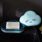 Bathroom Soap Dish Box Cute Cartoon Clouds Soap Holder Home Shower Travel Container Soap Tray Drainer Box Bathroom Accessories Soap Dish with Drain Soap Holder Soap Saver Easy Cleaning Dry Stop  Soap Stevvex