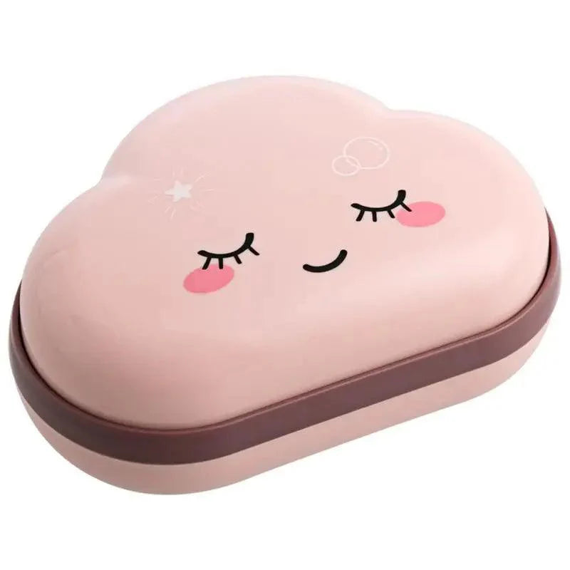 Bathroom Soap Dish Box Cute Cartoon Clouds Soap Holder Home Shower Travel Container Soap Tray Drainer Box Bathroom Accessories Soap Dish with Drain Soap Holder Soap Saver Easy Cleaning Dry Stop  Soap Stevvex