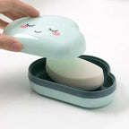Bathroom Soap Dish Box Cute Cartoon Clouds Soap Holder Home Shower Travel Container Soap Tray Drainer Box Bathroom Accessories Soap Dish with Drain Soap Holder Soap Saver Easy Cleaning Dry Stop  Soap Stevvex
