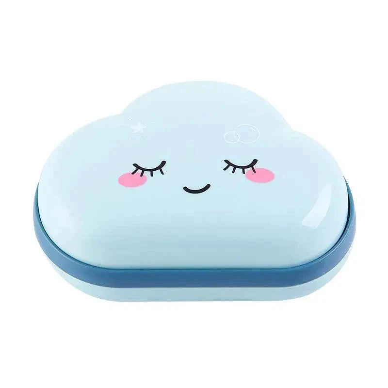 Bathroom Soap Dish Box Cute Cartoon Clouds Soap Holder Home Shower Travel Container Soap Tray Drainer Box Bathroom Accessories Soap Dish with Drain Soap Holder Soap Saver Easy Cleaning Dry Stop  Soap Stevvex