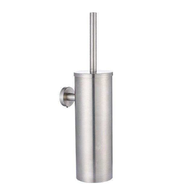 Bathroom Toilet Brush Holder Matt Black  Stainless Steel Toilet Brush Wall Mounted For Bathroom Storage And Organization Toilet Bowl Brush with Stainless Steel Handle Durable Bristles Deep Cleaning Compact Bathroom Brush Save Space Good Grip Stevvex