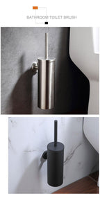 Bathroom Toilet Brush Holder Matt Black  Stainless Steel Toilet Brush Wall Mounted For Bathroom Storage And Organization Toilet Bowl Brush with Stainless Steel Handle Durable Bristles Deep Cleaning Compact Bathroom Brush Save Space Good Grip Stevvex