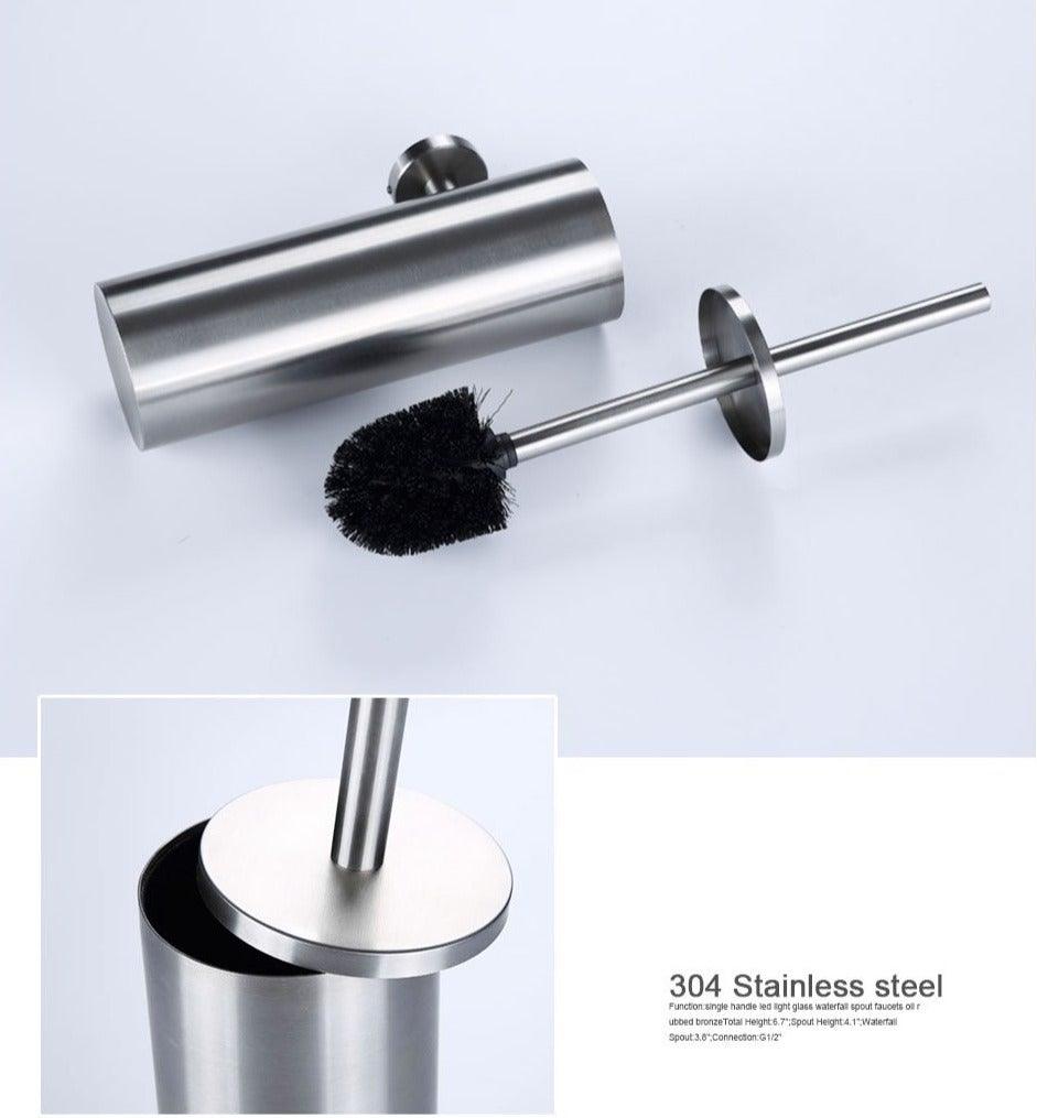 Bathroom Toilet Brush Holder Matt Black  Stainless Steel Toilet Brush Wall Mounted For Bathroom Storage And Organization Toilet Bowl Brush with Stainless Steel Handle Durable Bristles Deep Cleaning Compact Bathroom Brush Save Space Good Grip Stevvex