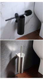 Bathroom Toilet Brush Holder Matt Black  Stainless Steel Toilet Brush Wall Mounted For Bathroom Storage And Organization Toilet Bowl Brush with Stainless Steel Handle Durable Bristles Deep Cleaning Compact Bathroom Brush Save Space Good Grip Stevvex