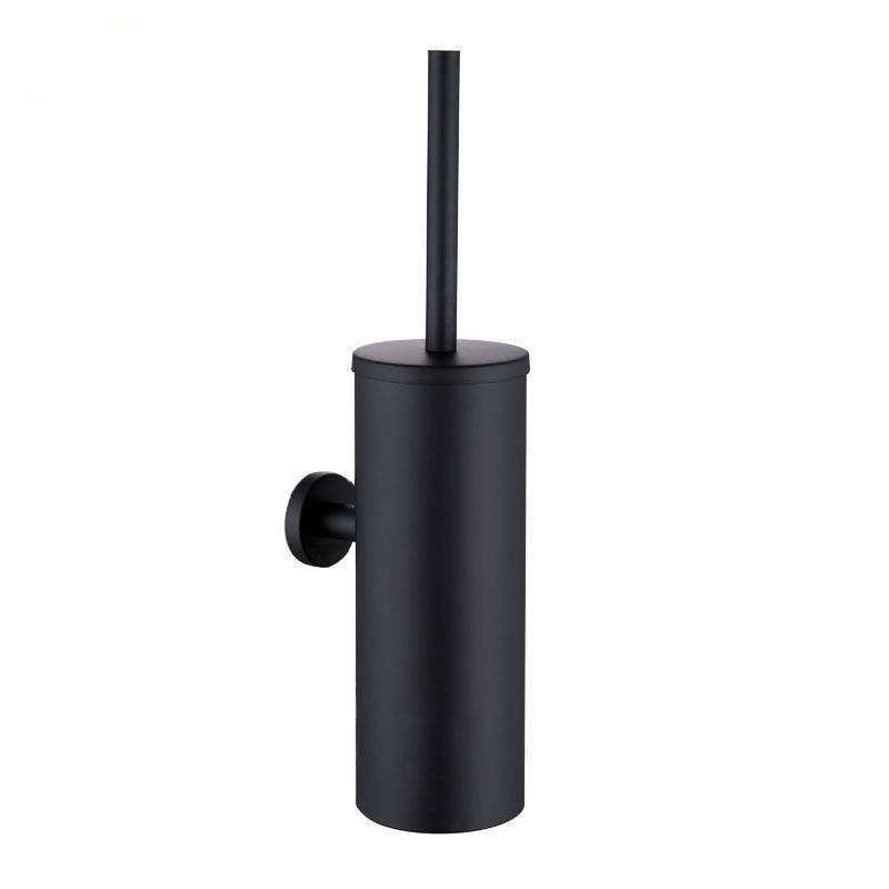 Bathroom Toilet Brush Holder Matt Black  Stainless Steel Toilet Brush Wall Mounted For Bathroom Storage And Organization Toilet Bowl Brush with Stainless Steel Handle Durable Bristles Deep Cleaning Compact Bathroom Brush Save Space Good Grip Stevvex