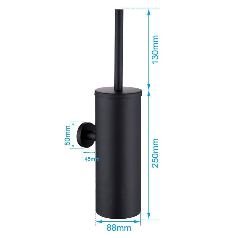 Bathroom Toilet Brush Holder Matt Black  Stainless Steel Toilet Brush Wall Mounted For Bathroom Storage And Organization Toilet Bowl Brush with Stainless Steel Handle Durable Bristles Deep Cleaning Compact Bathroom Brush Save Space Good Grip Stevvex
