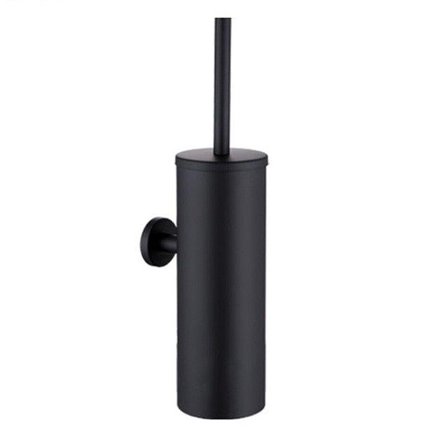 Bathroom Toilet Brush Holder Matt Black  Stainless Steel Toilet Brush Wall Mounted For Bathroom Storage And Organization Toilet Bowl Brush with Stainless Steel Handle Durable Bristles Deep Cleaning Compact Bathroom Brush Save Space Good Grip Stevvex