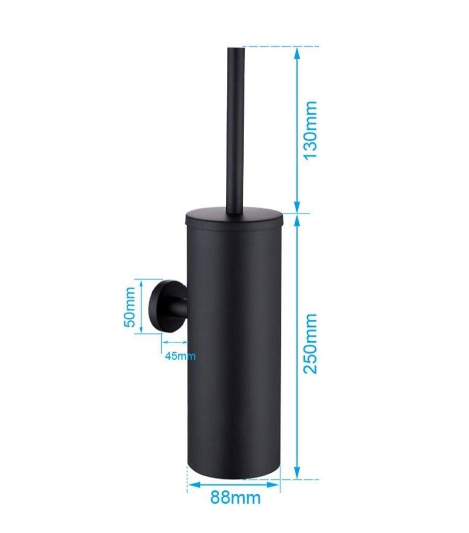 Bathroom Toilet Brush Holder Matt Black  Stainless Steel Toilet Brush Wall Mounted For Bathroom Storage And Organization Toilet Bowl Brush with Stainless Steel Handle Durable Bristles Deep Cleaning Compact Bathroom Brush Save Space Good Grip Stevvex