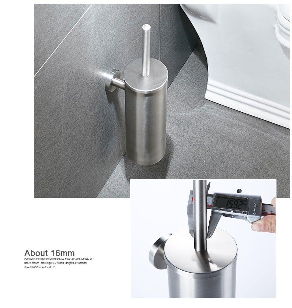 Bathroom Toilet Brush Holder Matt Black  Stainless Steel Toilet Brush Wall Mounted For Bathroom Storage And Organization Toilet Bowl Brush with Stainless Steel Handle Durable Bristles Deep Cleaning Compact Bathroom Brush Save Space Good Grip Stevvex