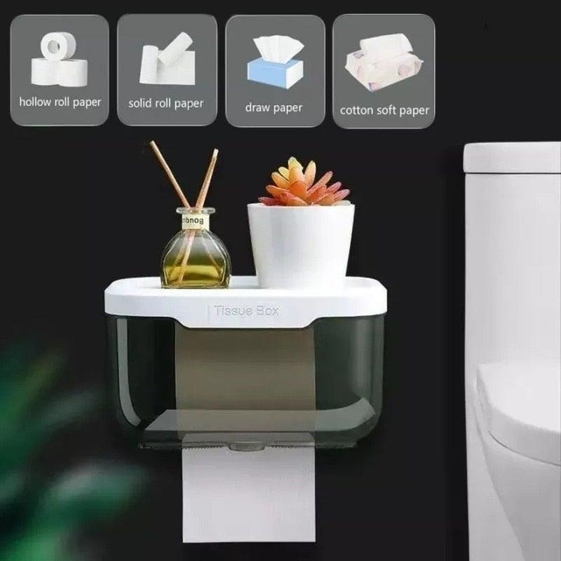 Bathroom Toilet Paper Holder Punch-free Waterproof Storage Box Toilet Paper Storage Rack Paper Towel Kitchen Storage Accessories Waterproof Toilet Paper Holder Wall Mounted Punch Free Paper Dispenser Transparent Storage Box Bathroom Kitchen Supply Stevvex