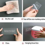 Bathroom Toilet Paper Holder Punch-free Waterproof Storage Box Toilet Paper Storage Rack Paper Towel Kitchen Storage Accessories Waterproof Toilet Paper Holder Wall Mounted Punch Free Paper Dispenser Transparent Storage Box Bathroom Kitchen Supply Stevvex