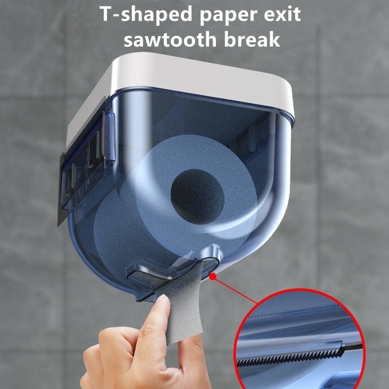 Bathroom Toilet Paper Holder Punch-free Waterproof Storage Box Toilet Paper Storage Rack Paper Towel Kitchen Storage Accessories Waterproof Toilet Paper Holder Wall Mounted Punch Free Paper Dispenser Transparent Storage Box Bathroom Kitchen Supply Stevvex