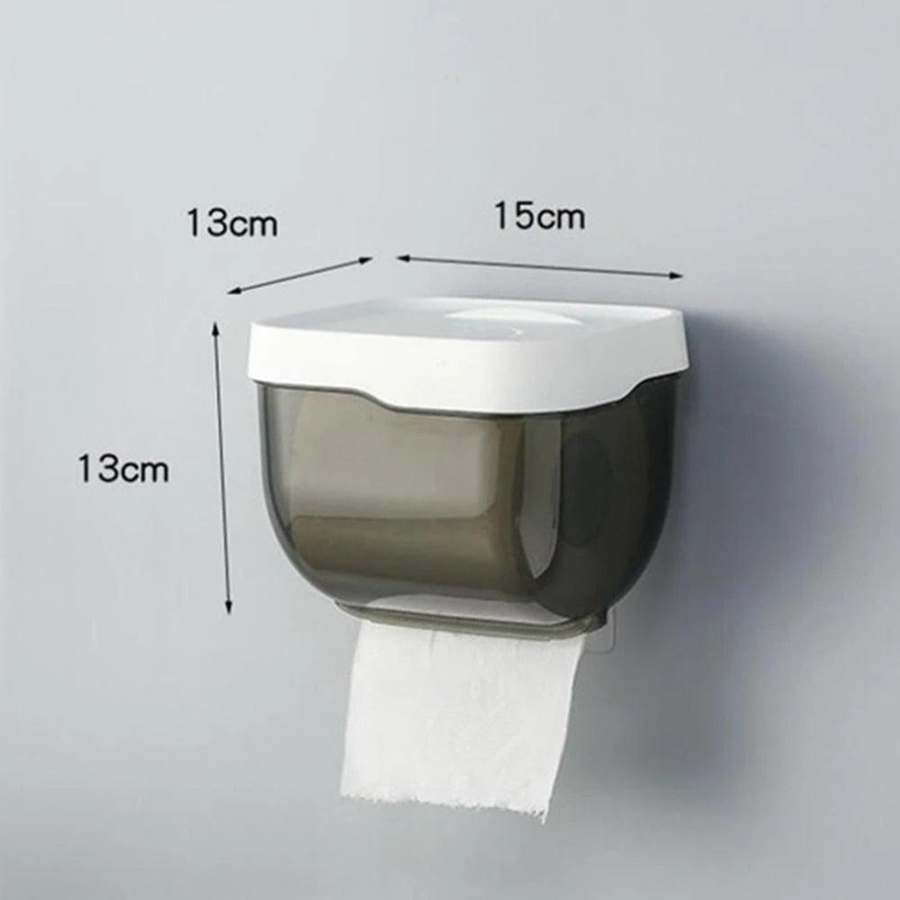 Bathroom Toilet Paper Holder Punch-free Waterproof Storage Box Toilet Paper Storage Rack Paper Towel Kitchen Storage Accessories Waterproof Toilet Paper Holder Wall Mounted Punch Free Paper Dispenser Transparent Storage Box Bathroom Kitchen Supply Stevvex