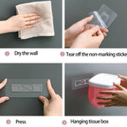 Bathroom Toilet Paper Holder Punch-free Waterproof Storage Box Toilet Paper Storage Rack Paper Towel Kitchen Storage Accessories Waterproof Toilet Paper Holder Wall Mounted Punch Free Paper Dispenser Transparent Storage Box Bathroom Kitchen Supply Stevvex