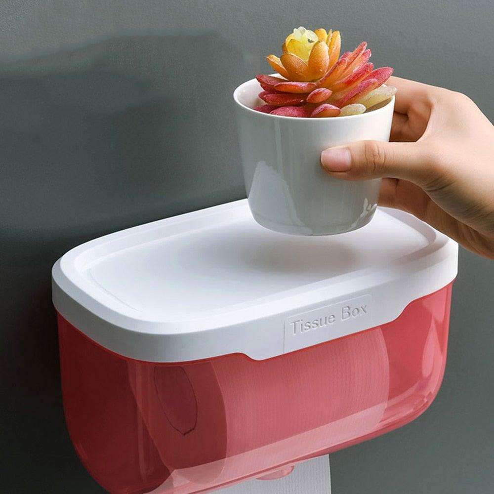Bathroom Toilet Paper Holder Punch-free Waterproof Storage Box Toilet Paper Storage Rack Paper Towel Kitchen Storage Accessories Waterproof Toilet Paper Holder Wall Mounted Punch Free Paper Dispenser Transparent Storage Box Bathroom Kitchen Supply Stevvex