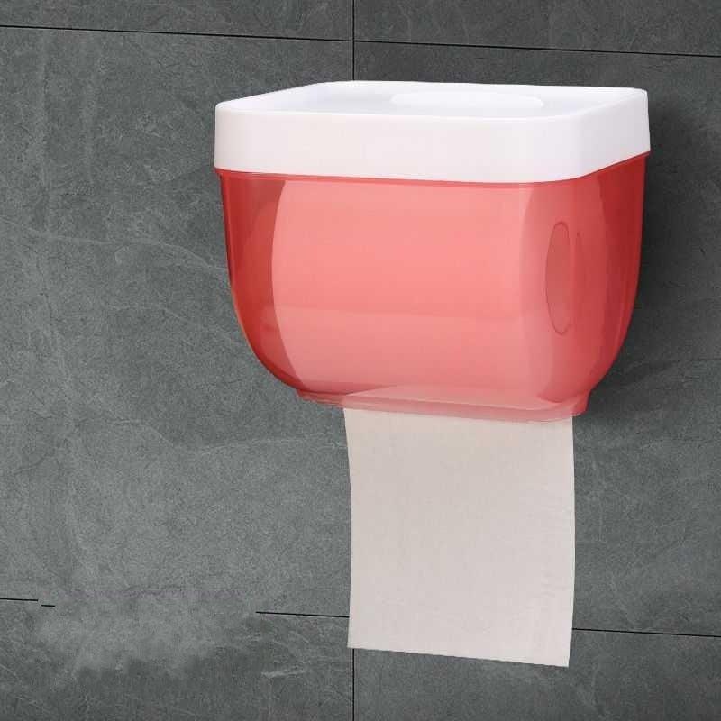 Bathroom Toilet Paper Holder Punch-free Waterproof Storage Box Toilet Paper Storage Rack Paper Towel Kitchen Storage Accessories Waterproof Toilet Paper Holder Wall Mounted Punch Free Paper Dispenser Transparent Storage Box Bathroom Kitchen Supply Stevvex