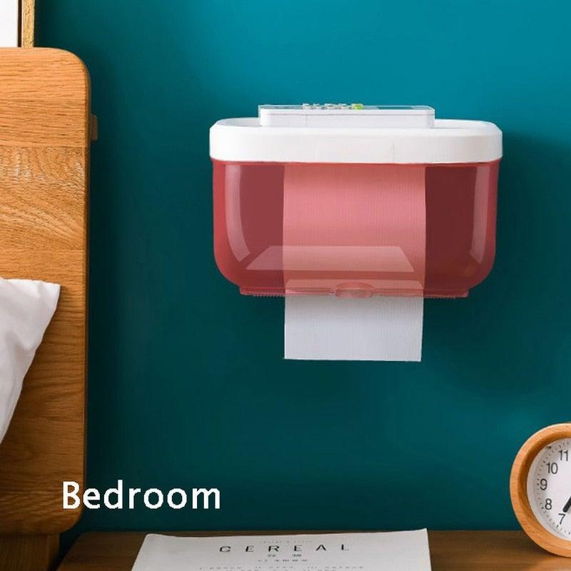 Bathroom Toilet Paper Holder Punch-free Waterproof Storage Box Toilet Paper Storage Rack Paper Towel Kitchen Storage Accessories Waterproof Toilet Paper Holder Wall Mounted Punch Free Paper Dispenser Transparent Storage Box Bathroom Kitchen Supply Stevvex