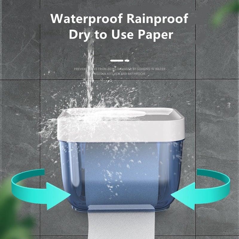 Bathroom Toilet Paper Holder Punch-free Waterproof Storage Box Toilet Paper Storage Rack Paper Towel Kitchen Storage Accessories Waterproof Toilet Paper Holder Wall Mounted Punch Free Paper Dispenser Transparent Storage Box Bathroom Kitchen Supply Stevvex
