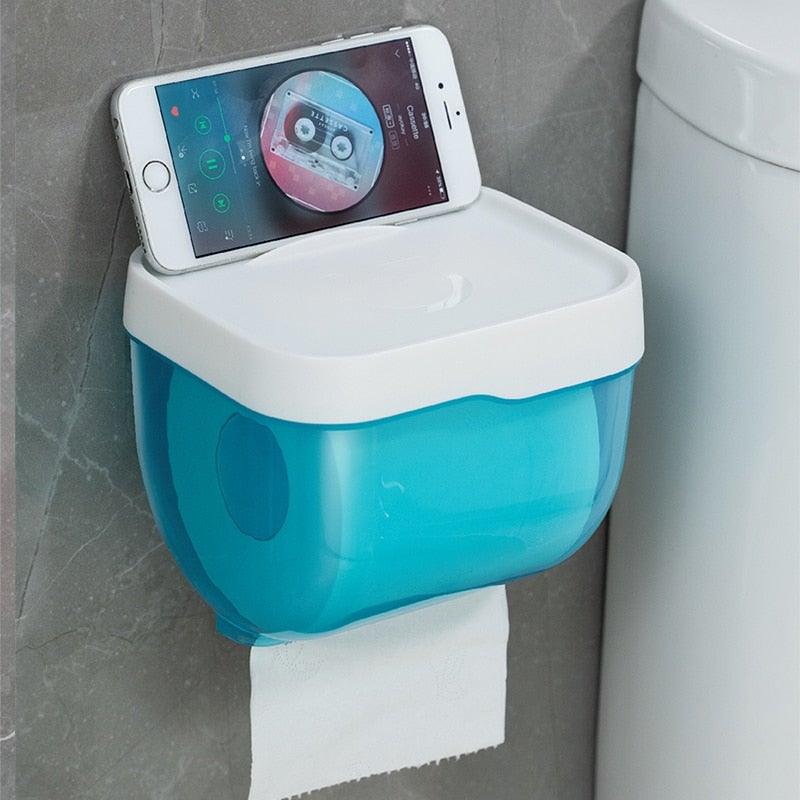Bathroom Toilet Paper Holder Punch-free Waterproof Storage Box Toilet Paper Storage Rack Paper Towel Kitchen Storage Accessories Waterproof Toilet Paper Holder Wall Mounted Punch Free Paper Dispenser Transparent Storage Box Bathroom Kitchen Supply Stevvex