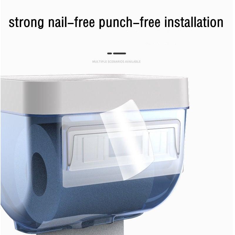 Bathroom Toilet Paper Holder Punch-free Waterproof Storage Box Toilet Paper Storage Rack Paper Towel Kitchen Storage Accessories Waterproof Toilet Paper Holder Wall Mounted Punch Free Paper Dispenser Transparent Storage Box Bathroom Kitchen Supply Stevvex