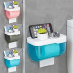 Bathroom Toilet Paper Holder Punch-free Waterproof Storage Box Toilet Paper Storage Rack Paper Towel Kitchen Storage Accessories Waterproof Toilet Paper Holder Wall Mounted Punch Free Paper Dispenser Transparent Storage Box Bathroom Kitchen Supply Stevvex