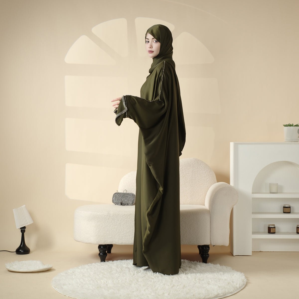 Batwing Abaya With Matching Hijab | Batwing Sleeve Abaya (MA041) Mariam's Collection