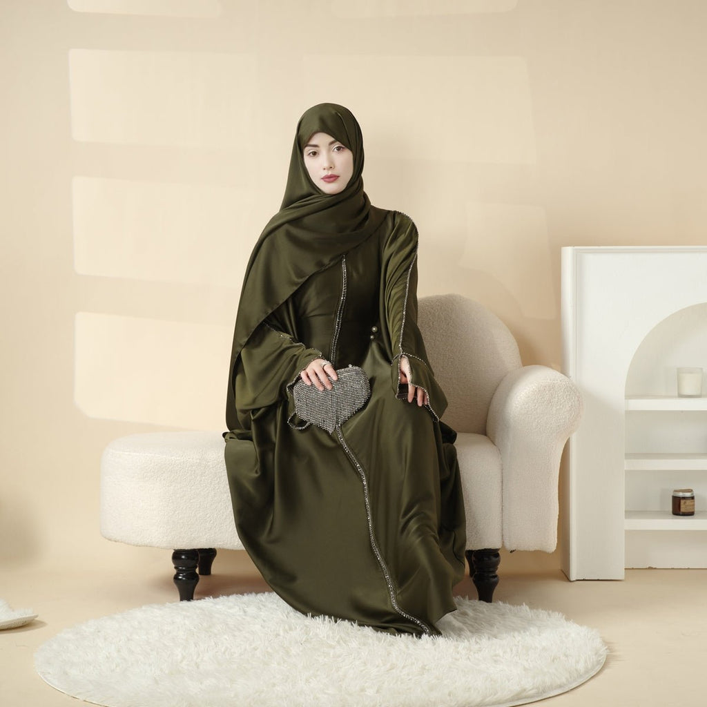 Batwing Abaya With Matching Hijab | Batwing Sleeve Abaya (MA041) Mariam's Collection