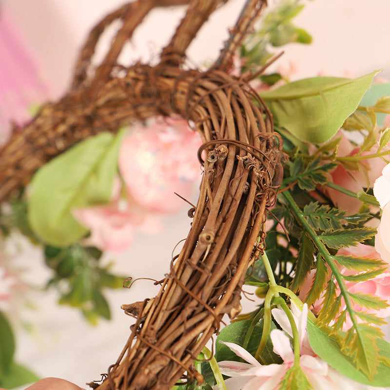 Easter Egg Simulation Wreath Easter Chrysanthemum Rabbit Modeling Decorative Pendant Pi-Mart