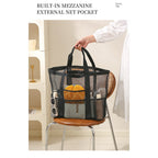 Mesh Shower Tote Bag, Portable Beach Bag, Summer Travel Large Capacity Portable Mesh Tote Bag, Foldable Wash and Makeup bag large - SJB-DIAMOND ELITES