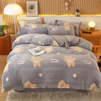 Coral Fleece Duvet Cover Sheet Flannel Pillowcase Pi-Mart