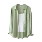 100% cotton casual loose cotton blouse shirt women solid color oversize long blouse shirt  Women - SJB-DIAMOND ELITES