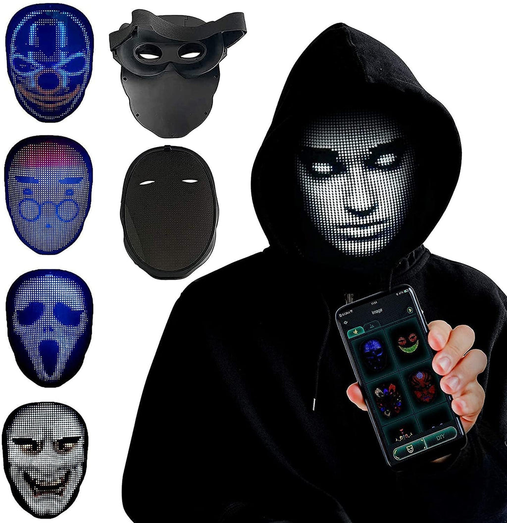 Halloween Face Masks Full Color LED Luminous Mask Face Changing Mask Party Bar Props Pi-Mart