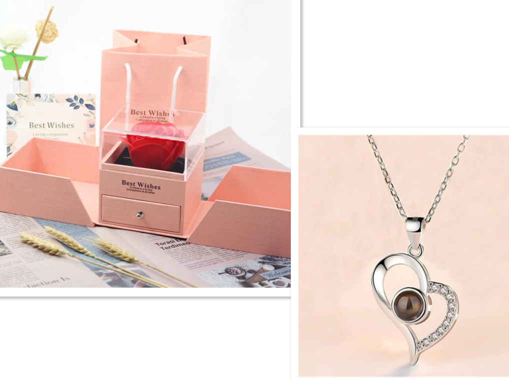 Hot Valentine's Day Gifts Metal Rose Jewelry Gift Box Necklace For Wedding Girlfriend Necklace Gifts Pi-Mart