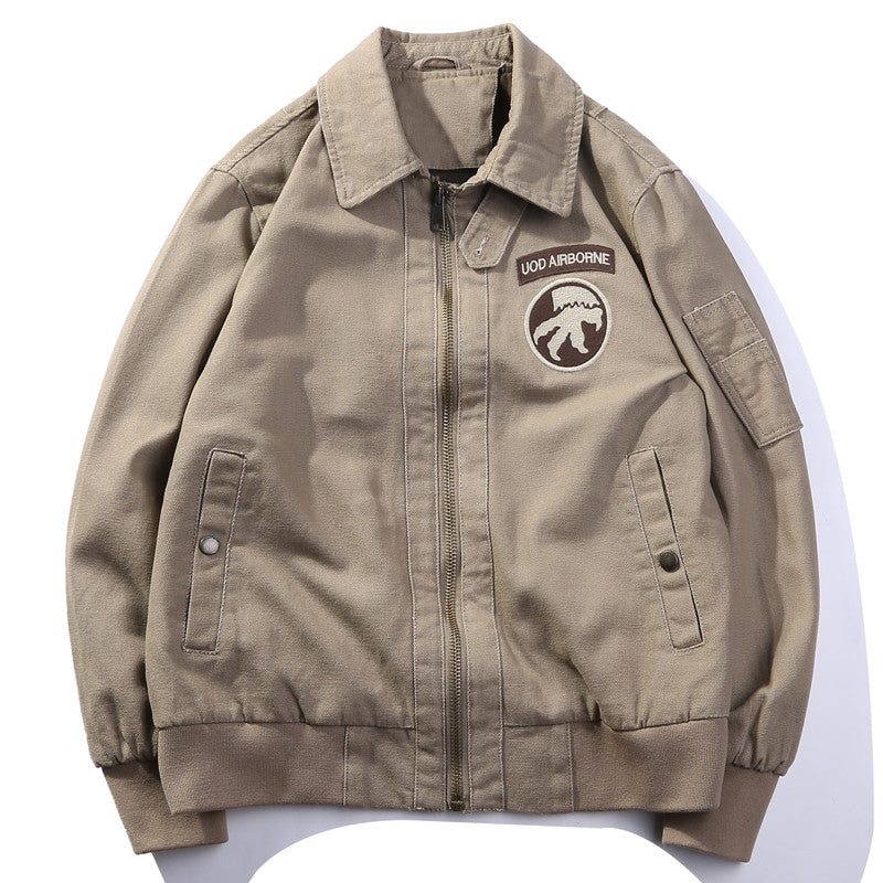 Loose American Tank Suit World War II Retro Bomber Jacket Pi-Mart