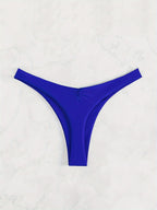 New Bikini Solid Color Cheeky Ruched Thong Bikini Bottoms for Women – High Stretch Polyamide Swim Briefs with Flattering Fit – Casual Swimwear Essential for Beach Pool and Summer Vacation