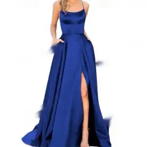 Solid Color Long Slimming And Shoulder Hollow Girlfriends Fashion Bridesmaid Party Dress - SJB-DIAMOND ELITES
